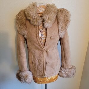 Vintage America Tan Teddy Jacket with Faux Fur
